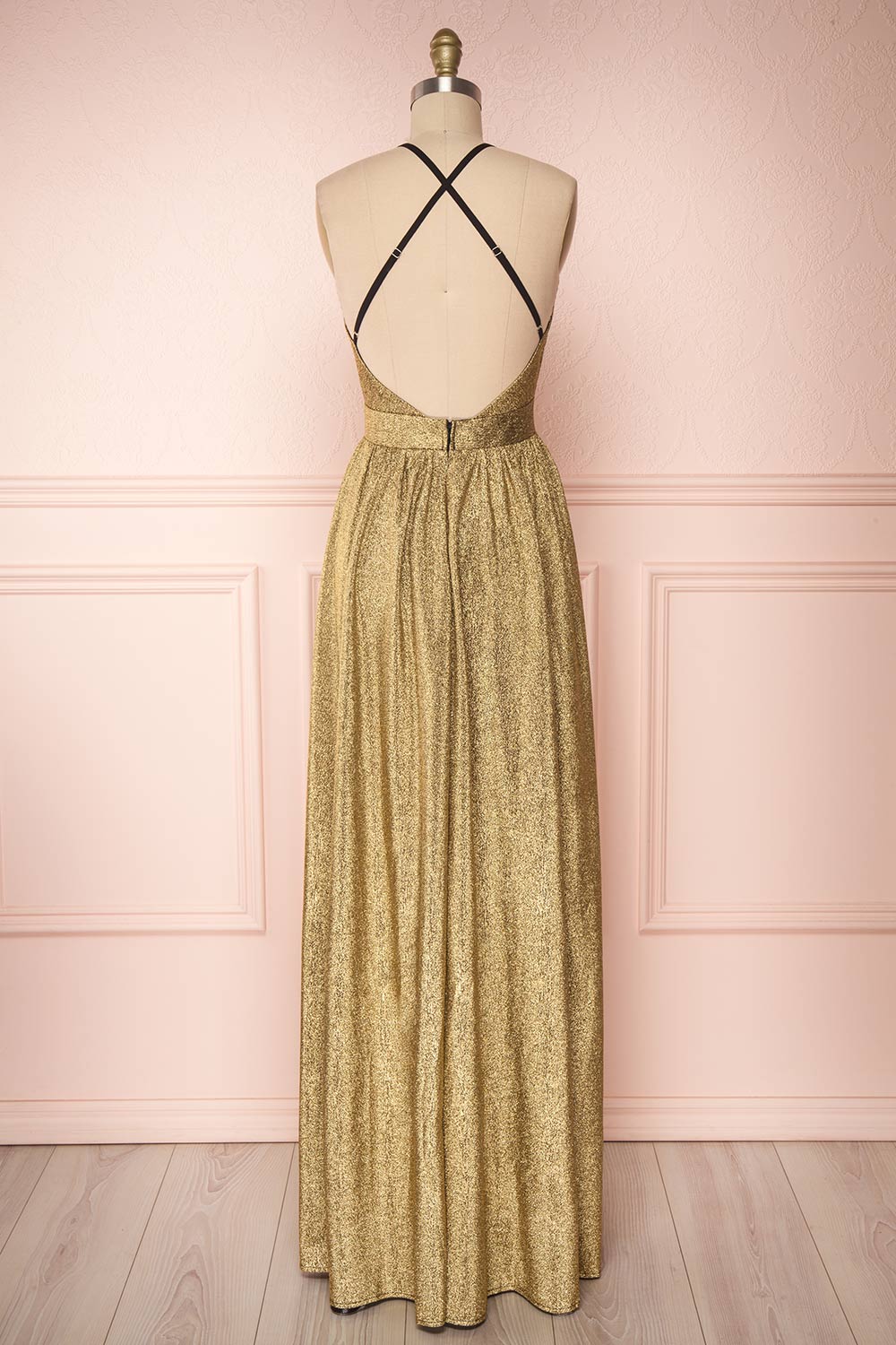 Anywa Or Gold Glitter Dress | Robe Longue back view | Boutique 1861