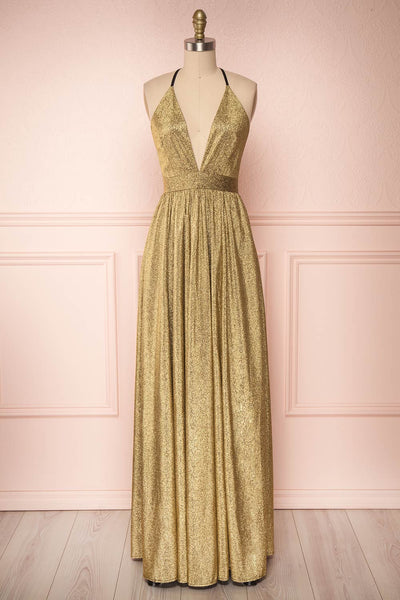 Anywa Or Gold Glitter Dress | Robe Longue | Boutique 1861