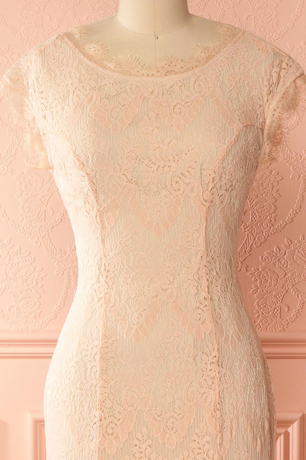 Aponi Pale Pink & Beige Lace Mermaid Bridal Gown | Boudoir 1861 2