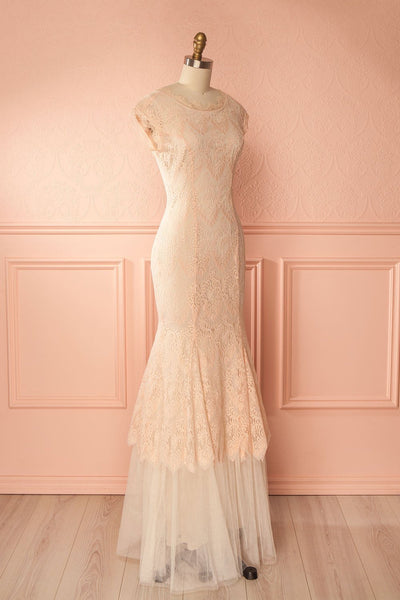 Aponi Pale Pink & Beige Lace Mermaid Bridal Gown | Boudoir 1861 3