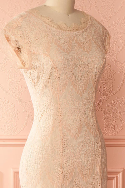 Aponi Pale Pink & Beige Lace Mermaid Bridal Gown | Boudoir 1861 4