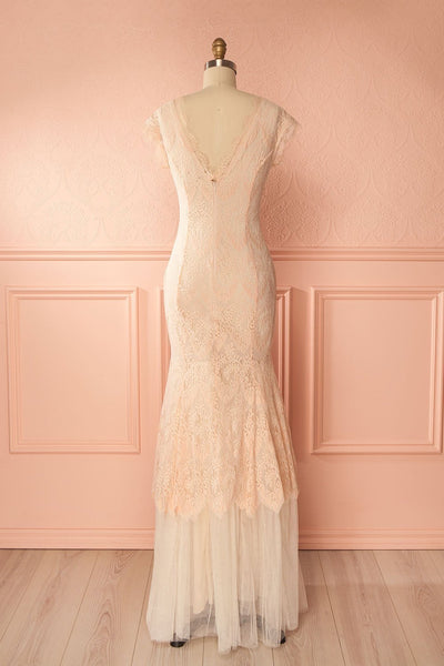Aponi Pale Pink & Beige Lace Mermaid Bridal Gown | Boudoir 1861 5