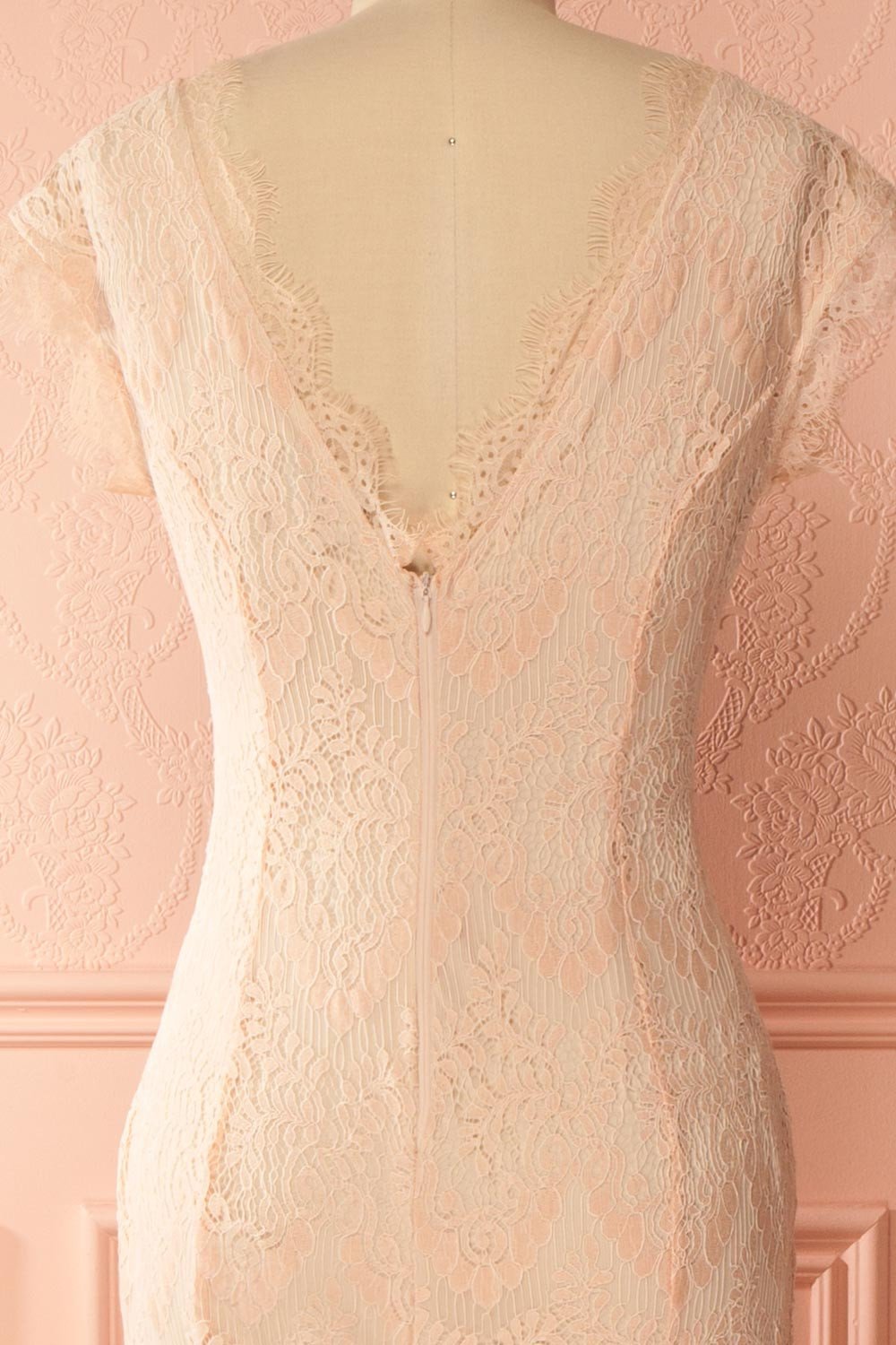 Aponi Pale Pink & Beige Lace Mermaid Bridal Gown | Boudoir 1861 6
