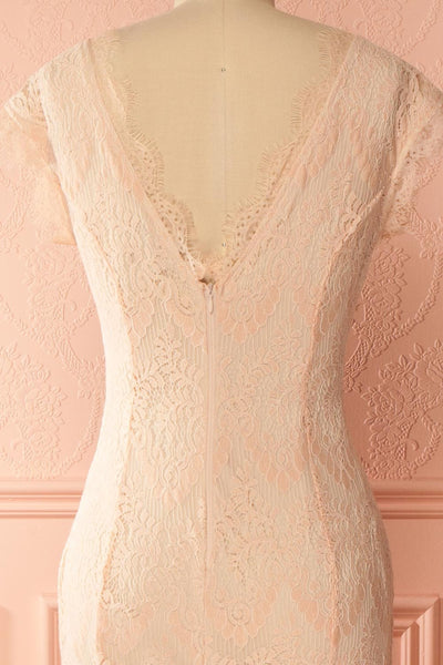 Aponi Pale Pink & Beige Lace Mermaid Bridal Gown | Boudoir 1861 6