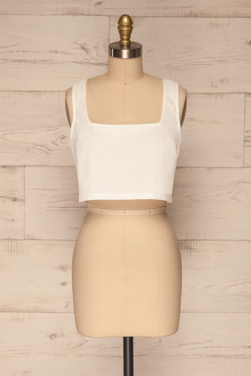 Arad White Large Straps Cami Crop Top | La petite garçonne front view