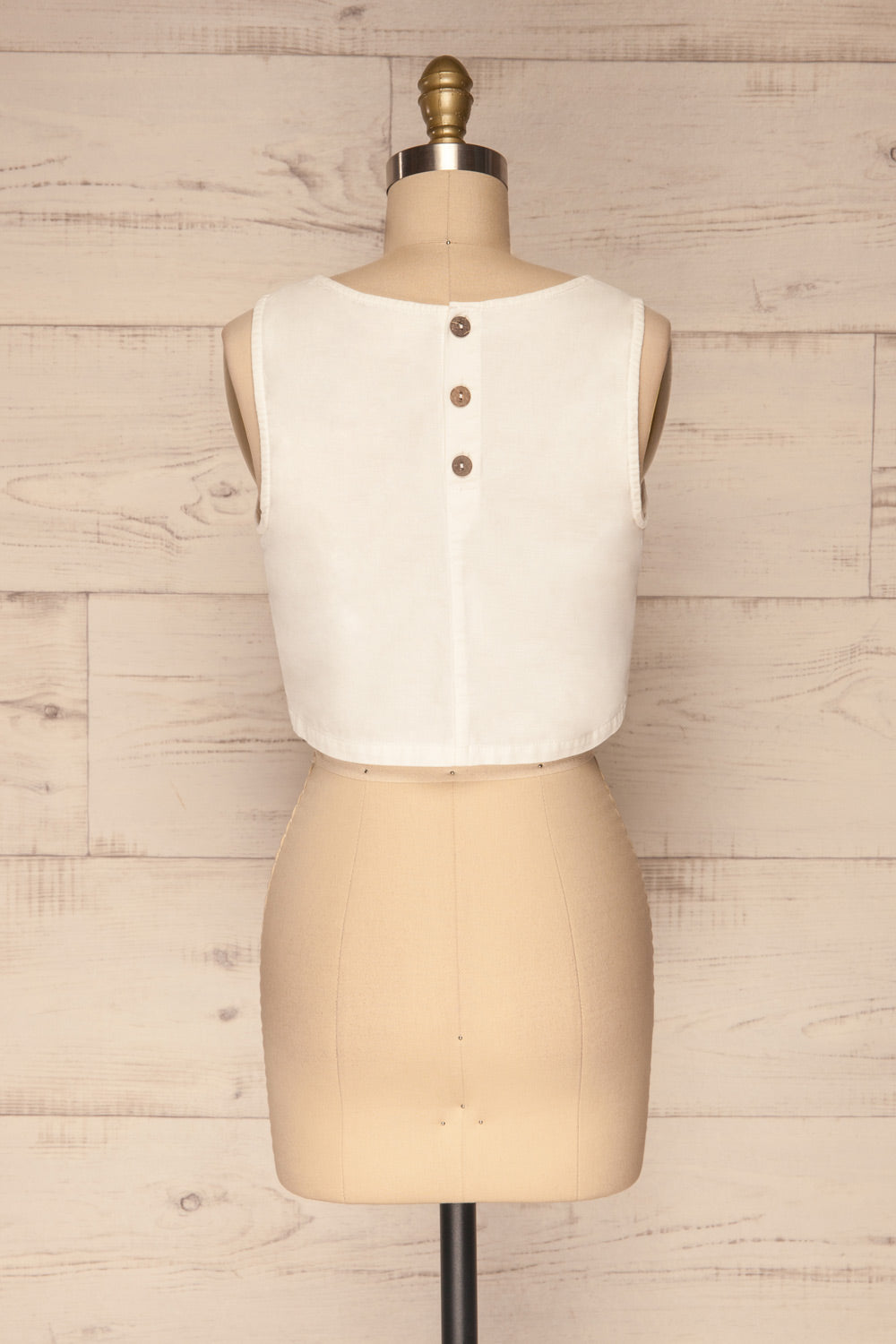 Arad White Large Straps Cami Crop Top | La petite garçonne back view