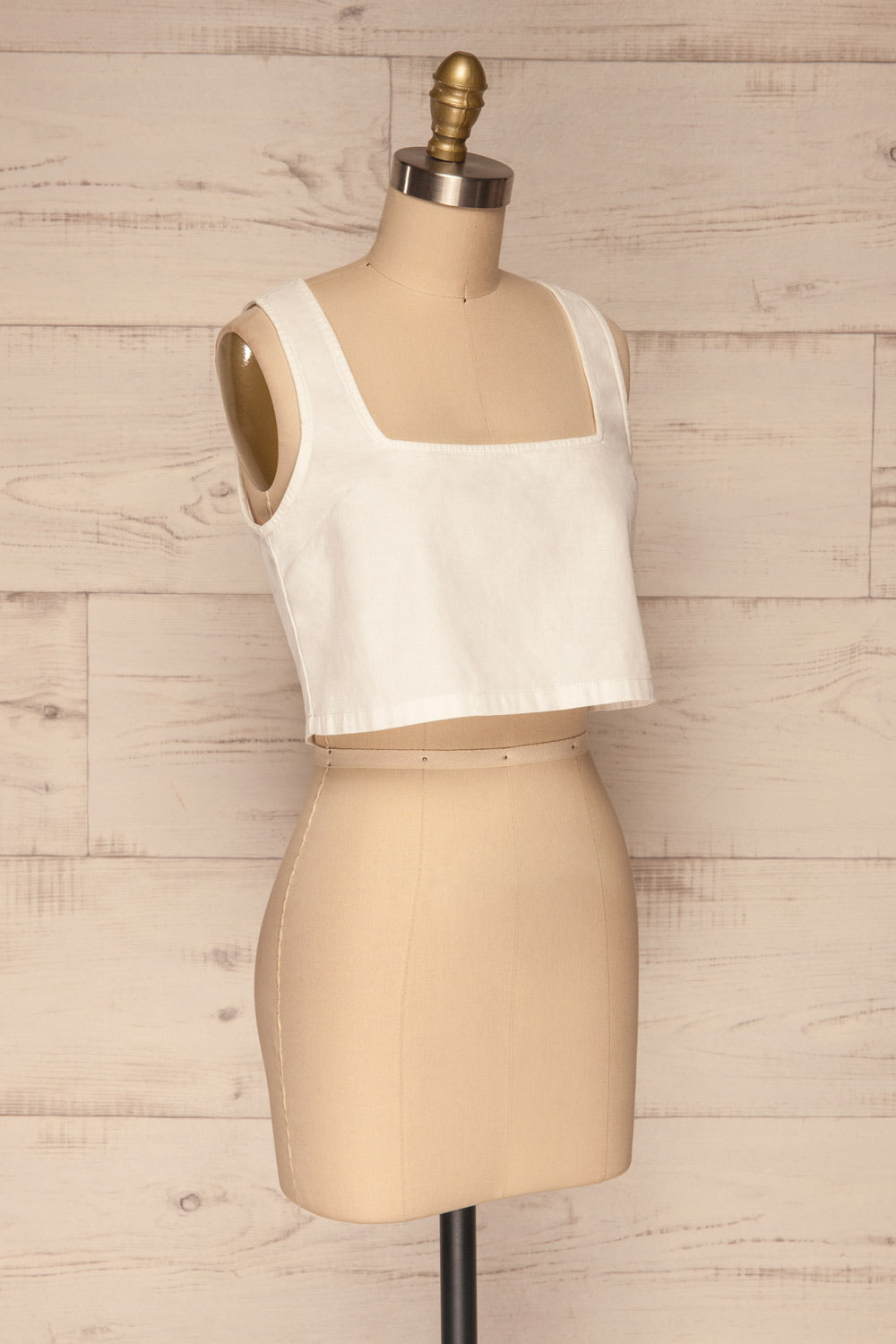 Arad White Large Straps Cami Crop Top | La petite garçonne side view