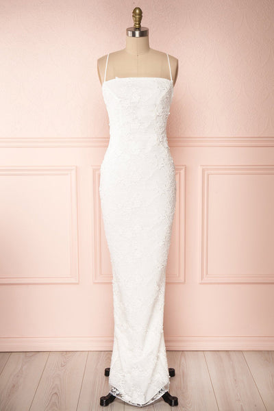 Aranna White Lace Halter Bridal Dress | Boudoir 1861 front view