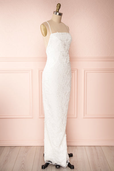 Aranna White Lace Bridal Dress | Robe Blanche side view | Boudoir 1861