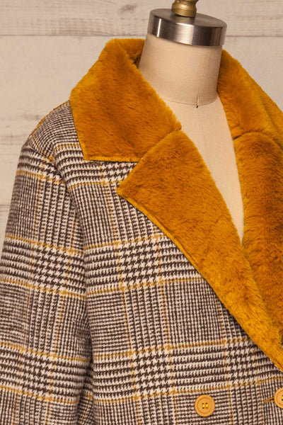 Arcanum Soft Plaid Topcoat | Manteau | La Petite Garçonne side close-up