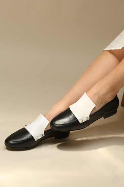 Archereau Black & White Studded Loafers | La Petite Garçonne Chpt. 2 on model