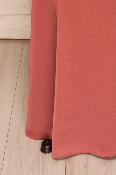 Ardee Ambre Pink Satin Gown | Robe longue | La Petite Garçonne bottom close-up