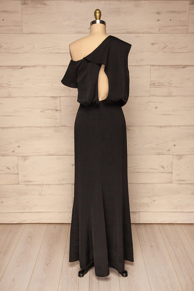 Ardee Noir Black Satin Gown | Robe longue | La Petite Garçonne back view