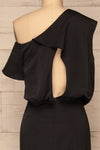Ardee Noir Black Satin Gown | Robe longue | La Petite Garçonne back close-up