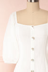 Arethusa White Linen Midi Dress front close up | Boutique 1861