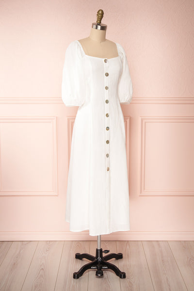 Arethusa White Linen Midi Dress side view | Boutique 1861
