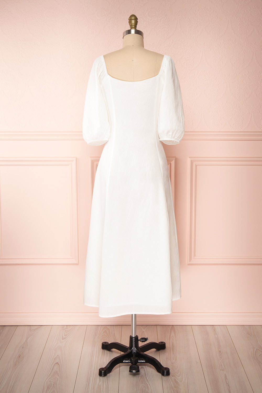 Arethusa White Linen Midi Dress back view | Boutique 1861