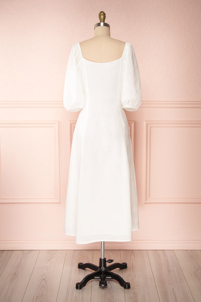 Arethusa White Linen Midi Dress back view | Boutique 1861