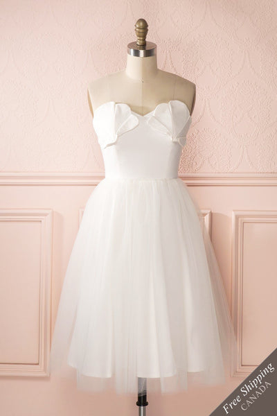 Ariella - White sea shell bustier dress front view