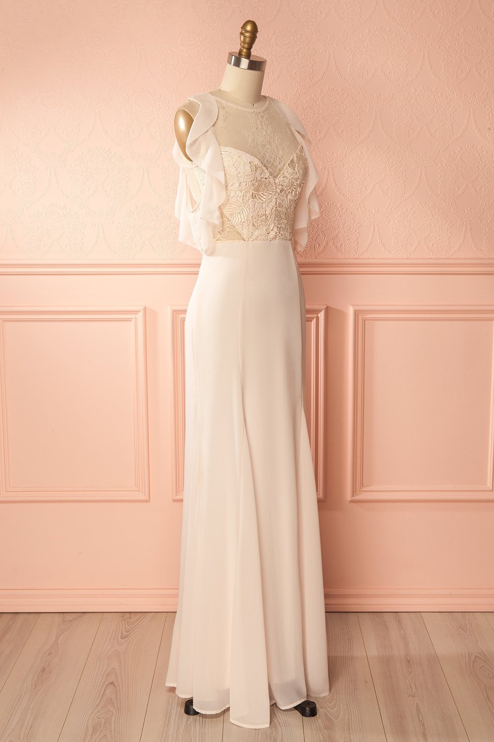 Arika Light Blush Ruffles & Lace Mermaid Gown | Boudoir 1861