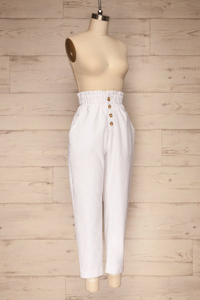 Arinsal White High Waist Cropped Pants | La petite garçonne side view