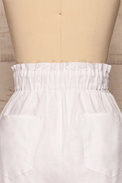 Arinsal White High Waist Cropped Pants | La petite garçonne back close-up
