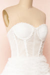 Aristee White Bustier Layered Tulle Maxi Dress | Boudoir 1861 side close-up