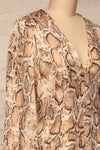 Arlene Beige Snake Print Dress | Robe | La Petite Garçonne side close-up