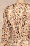 Arlene Beige Snake Print Dress | Robe | La Petite Garçonne back close-up