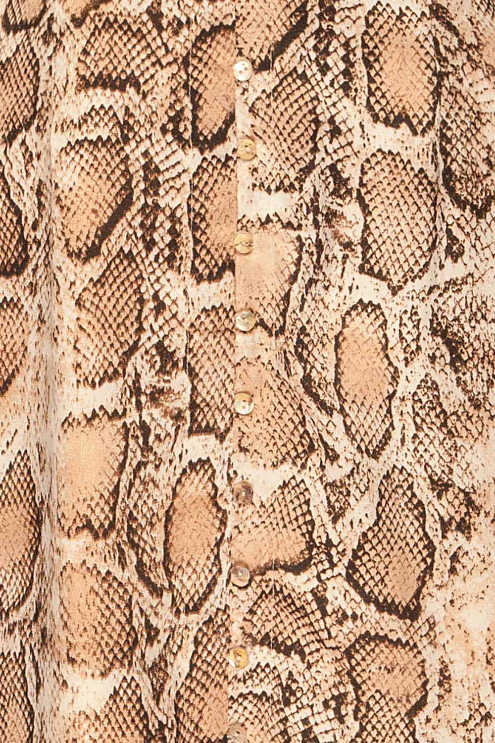 Arlene Beige Snake Print Dress | Robe | La Petite Garçonne fabric detail 