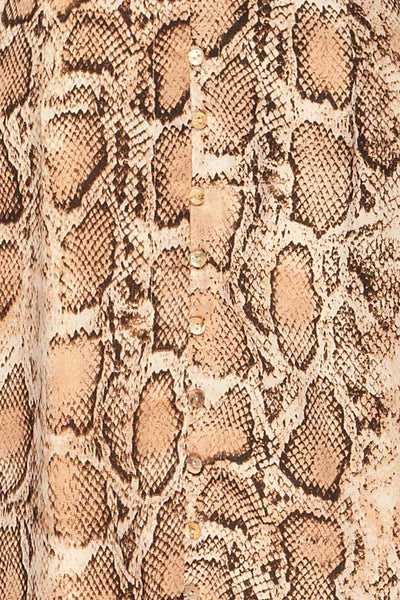 Arlene Beige Snake Print Dress | Robe | La Petite Garçonne fabric detail