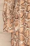 Arlene Beige Snake Print Dress | Robe | La Petite Garçonne sleeve close-up