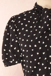 Arlette Black Patterned Short Sleeve Dress | Boutique 1861 front close-up