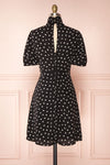 Arlette Black Patterned Short Sleeve Dress | Boutique 1861 back view