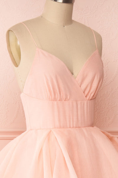Armande Voluminous Light Pink Maxi Dress side close up | Boutique 1861