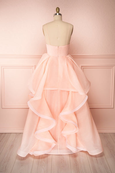 Armande Voluminous Light Pink Maxi Dress back view | Boutique 1861
