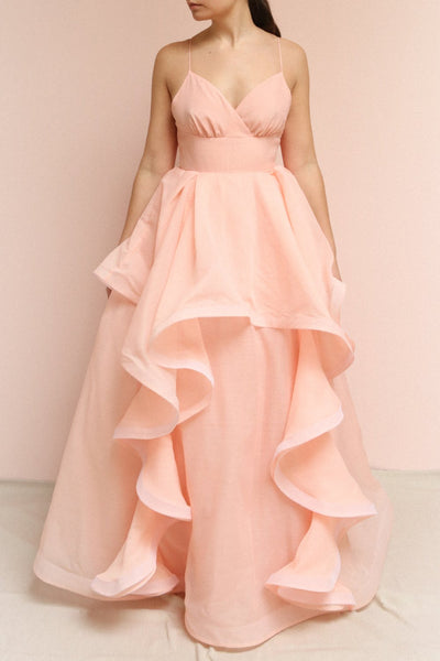 Armande Voluminous Light Pink Maxi Dress photo | Boutique 1861 on model