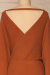 Armis Orange Ribbed Faux Wrap Sweater | La petite garçonne back close-up