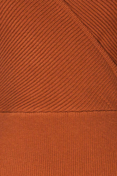 Armis Orange Ribbed Faux Wrap Sweater | La petite garçonne fabric