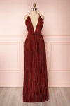 Arnemande Red Pleated Gown w/ Glitters | Boutique 1861