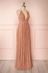 Arnemande Rosegold Pleated Gown w/ Glitters side view | Boutique 1861