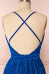 Arnemande Royal Blue Pleated Gown w/ Glitters back close up | Boutique 1861