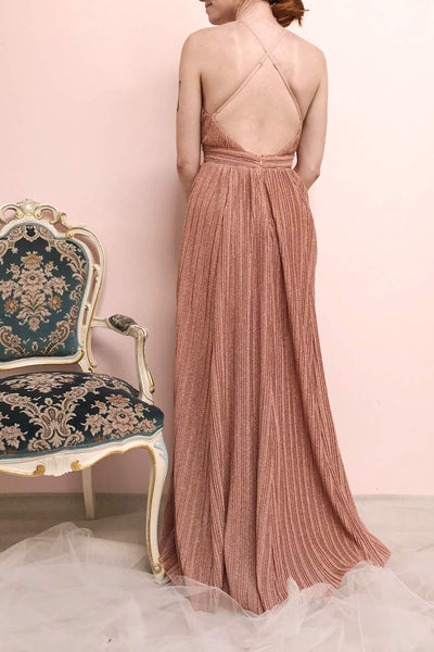 Arnemande Rosegold Pleated Gown w/ Glitters | Boutique 1861 model back