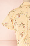Arnleif Beige Floral Buttoned Crop Top | Boutique 1861 back close-up