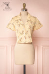 Arnleif Beige Floral Buttoned Crop Top | Boutique 1861 front view