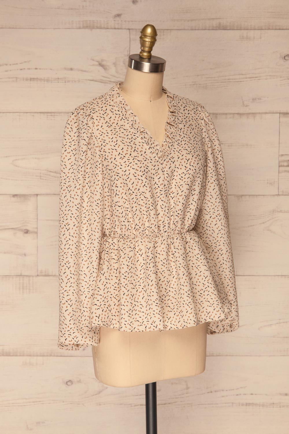 Arona Beige Pattern Long Sleeved Blouse | La petite garçonne side view