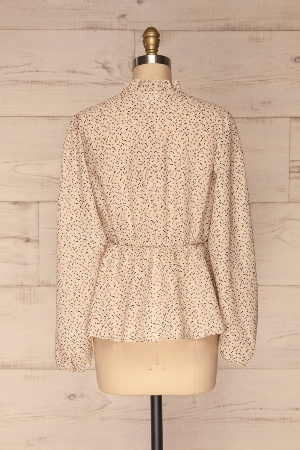 Arona Beige Pattern Long Sleeved Blouse | La petite garçonne back view