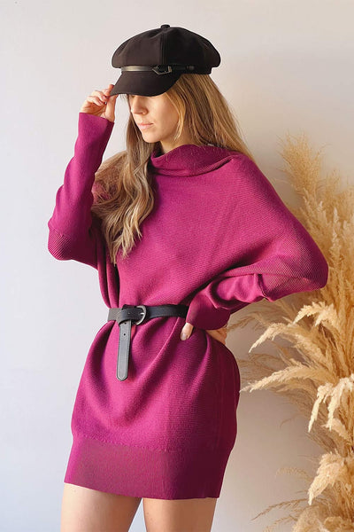 Arrecife Burgundy Knit Sweater Dress | La petite garçonne on model