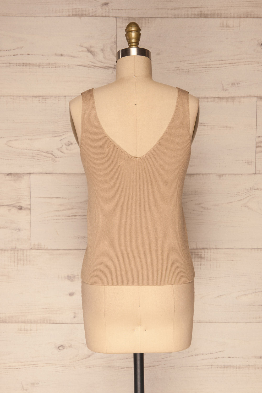 Arriphe Beige Ribbed Cami w/ Buttons | La petite garçonne back view