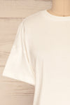 Arvika Chalk White Cotton Cropped T-Shirt | La Petite Garçonne front close-up